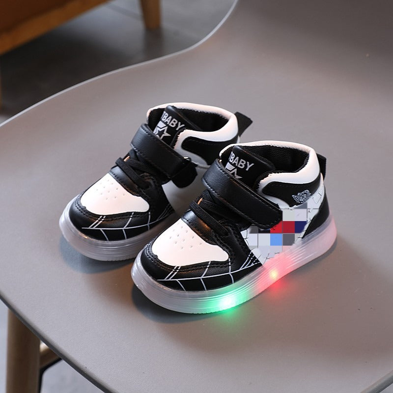 Luminous casual shoes, baby soft soled shoes, luminous shoes, boys and girls board shoes